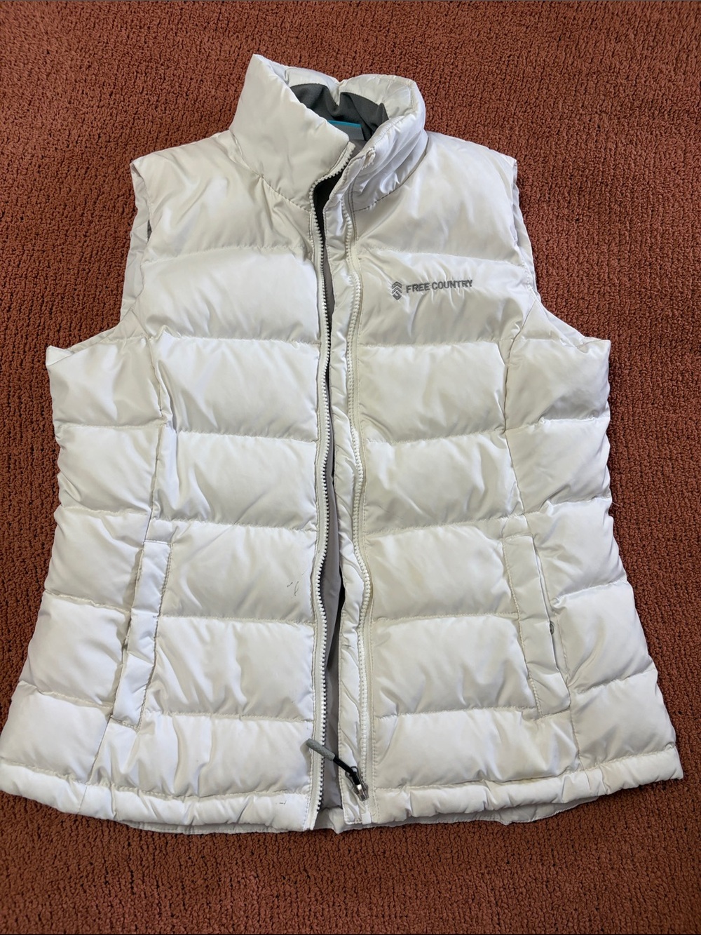Free Country White Quilted Puffer Vest with High Collar